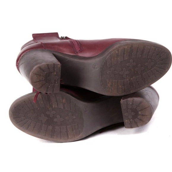 Fabianelli Leather Ankle Bootie Fringe Tassel Boot Italy Burgundy Wine Rubber - Picture 5 of 9